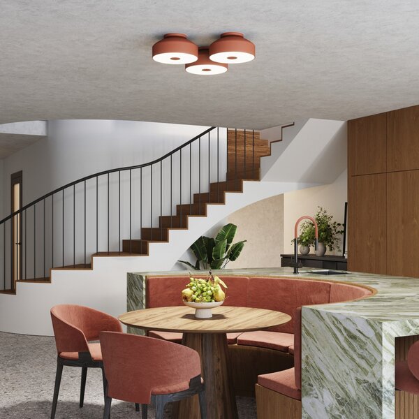 SOLLUX LIGHTING Таванска лампа CLARO, охра, Ø 30 cm, метал, 4 x E27, Затъмняване, Кафяв / ръждив, Дневна/трапезария, Метал