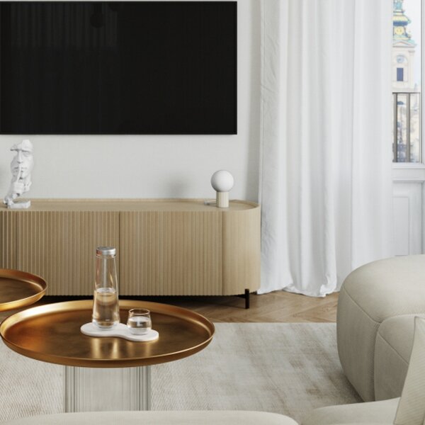 SOLLUX LIGHTING Настолна лампа ORBI, бежова, стъкло/метал, височина 19 cm, G9, Бежов, Дневна/трапезария, Алуминий
