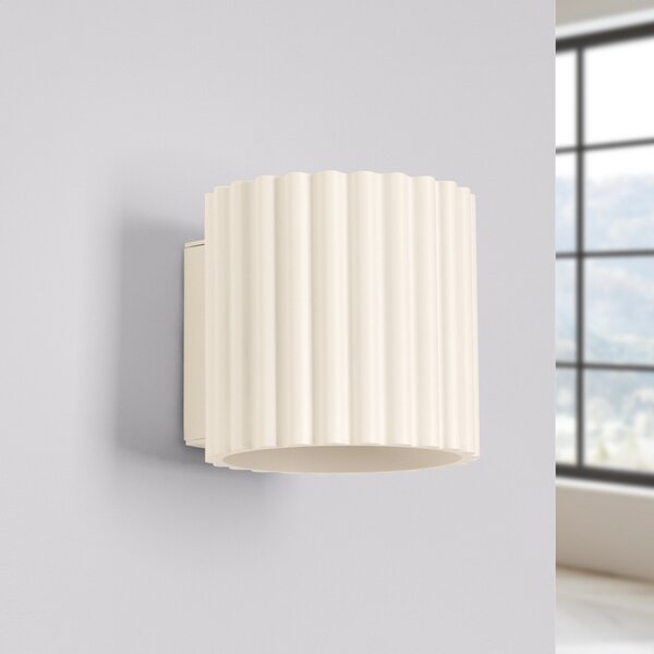 SOLLUX LIGHTING Стена лампа RIBLA, бежова, Ø 10 cm, метал, G9, Затъмняване, Бежов, Дневна/трапезария, Алуминий, Кръгла стена