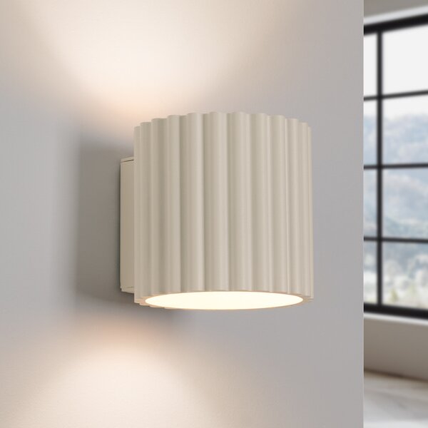 SOLLUX LIGHTING Стена лампа RIBLA, бежова, Ø 10 cm, метал, G9, Затъмняване, Бежов, Дневна/трапезария, Алуминий, Кръгла стена