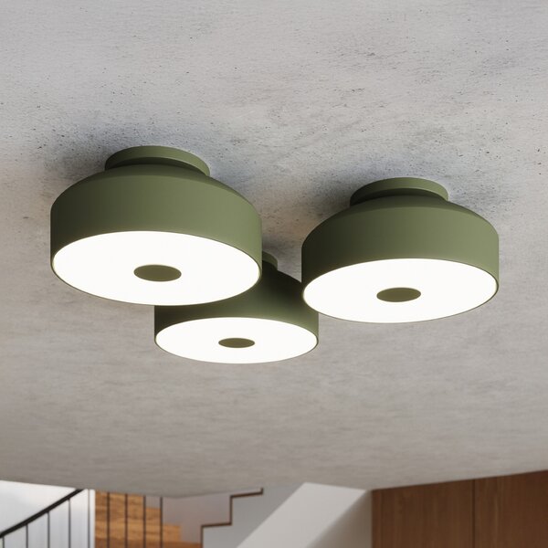SOLLUX LIGHTING Таванна лампа CLARO, маслиненозелена, Ø 30 cm, метал, 4 x E27, Затъмняване, Зелен, Дневна/трапезария, Метал