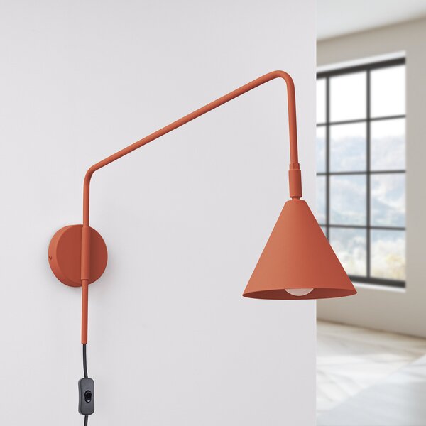 SOLLUX LIGHTING Стена лампа LYS, охра, Ø 14 cm, метал, щепсел, E14, Кафяв / ръждив, Дневна/трапезария, Метал, Скандинавски, Кръгла стена