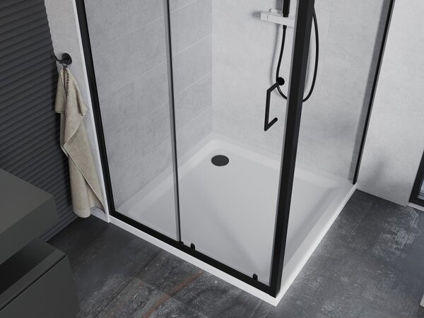 Mexen Apia разтегателна душ кабина 90 x 90 см, прозрачна, черна + поддушово