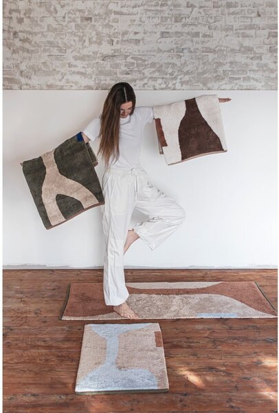 Бяло-кафяв памучен килим подходящ за пране 50x80 cm Figura – Mette Ditmer Denmark