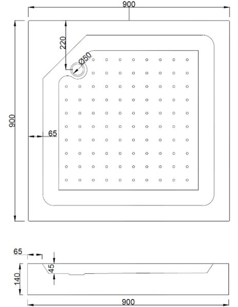 Mexen Rio квадратна душ кабина 90 x 90 см, прозрачна, златна + душ подложка