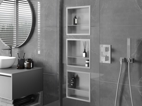 Mexen X-Wall-R нишева етажерка с яка и рафт 30 x 30 см, инокс - 1910303010S