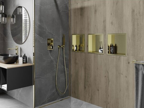 Mexen X-Wall-R нишева полица с яка 30 x 30 см, златисто четкана - 1950303010
