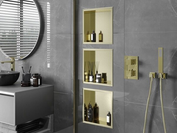 Mexen X-Wall-R нишева полица с яка 30 x 30 см, златисто четкана - 1950303010