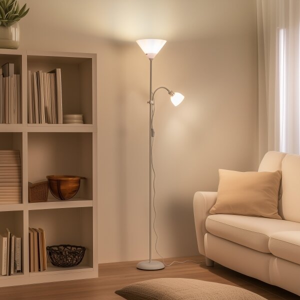 Brilagi - Подова лампа ARIANA 1xE27/100W/230V + 1xE14/25W бяла