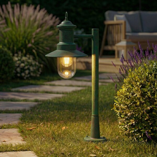 Lindby осветление за пътеки Eloretta, зелена, 60 cm, стомана, IP44, E27, Затъмняване, Зелен, Метал, Къща в провинцията / Рустик