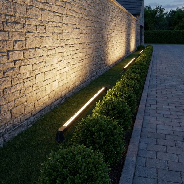 Lindby LED-подова лампа Zavio, антрацит, колче, IP65, Черен, Алуминий, Модерен