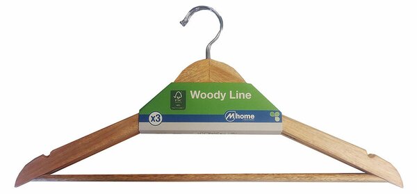 Закачалки Mondex Woody Line Екологичен Естествен Дървен 3 броя (42,5 x 23 cm)