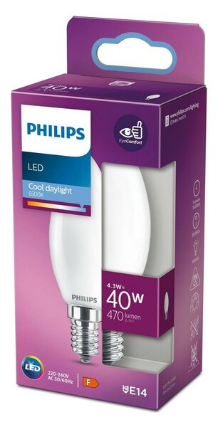 LED крушка Philips E14 470 lm 4,3 W (3,5 x 9,7 cm) (6500 K)