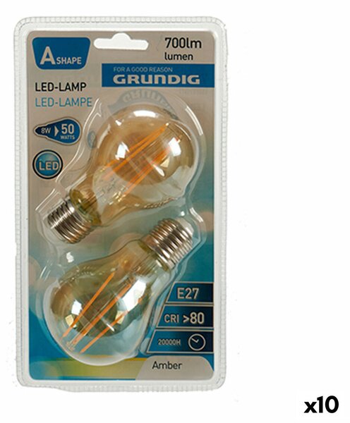 LED крушка Grundig 8 W 2300 K E27 Кехлибар 700 lm (10 броя) (6 x 10 x 6 cm)