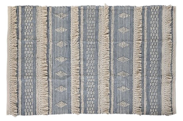 Килим DKD Home Decor 180 x 120 x 2 cm Син Памук Бял Boho