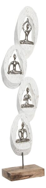 Декоративна фигурка DKD Home Decor 18 x 9 x 69 cm Кафяв Алуминий Бял Дърво манго Yoga