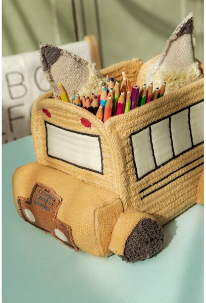 Текстилна детска кошница за играчки в цвят жълта охра 22x19x15 cm School Bus – Lorena Canals