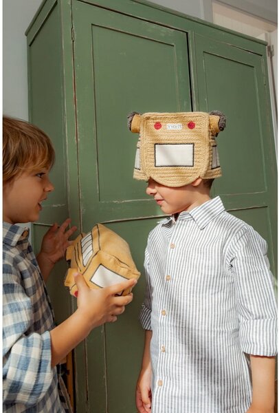 Текстилна детска кошница за играчки в цвят жълта охра 22x19x15 cm School Bus – Lorena Canals