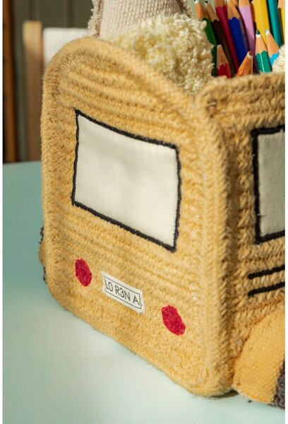 Текстилна детска кошница за играчки в цвят жълта охра 22x19x15 cm School Bus – Lorena Canals