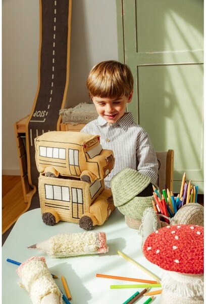 Текстилна детска кошница за играчки в цвят жълта охра 22x19x15 cm School Bus – Lorena Canals