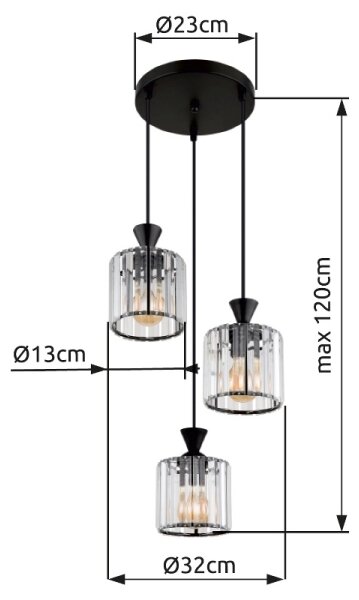 Globo 15742-3 - Пендел JORDANA 3xE27/60W/230V