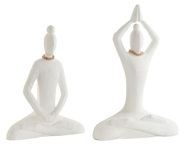 Декоративна фигурка DKD Home Decor Бял Естествен Ориенталски Yoga 25 x 8 x 36 cm (2 броя)