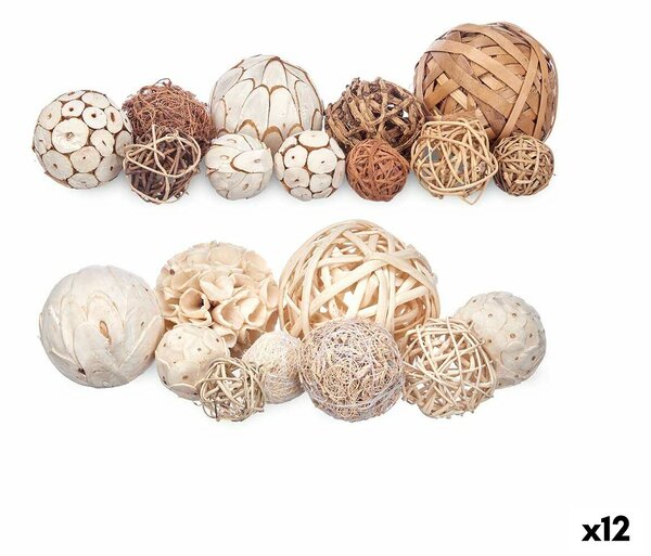 Set of Decorative Balls Бял Кафяв (12 броя)