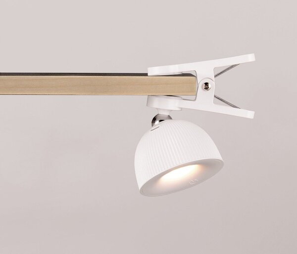 Димируема бяла LED настолна лампа с щипка (височина 41 см) Maxima - Reality