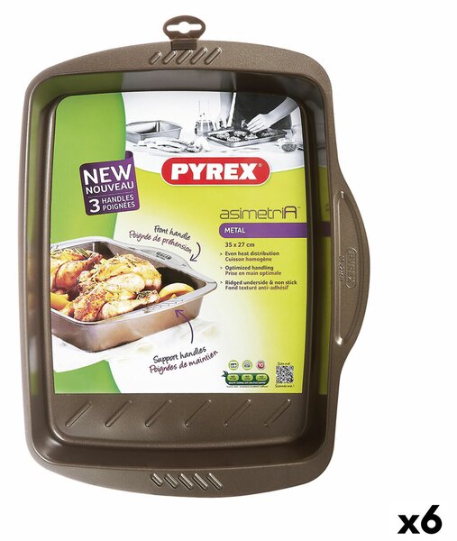 Форма за Печене Pyrex Asimetria Квадратен Черен 35 x 27 cm Метал (6 броя)