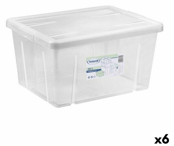 Кутия за Съхранение с Капак Tontarelli Linea box 29 L 47 x 36 x 24,5 cm (6 броя)