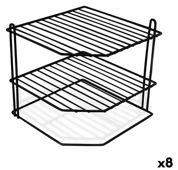 Поставка за Чинии Confortime Пукнатина Черен 22 x 22 x 25 cm (8 броя)