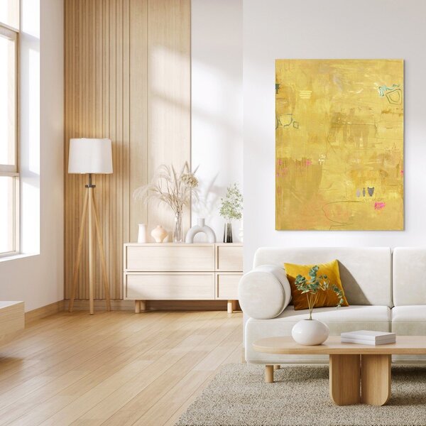 Ръчно рисувана върху платно картина 88x118 cm Yellow Petite – Malerifabrikken