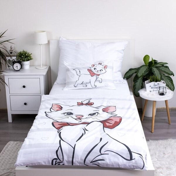 Бяло памучно детско спално бельо 100x135 cm Marie Cat "Bow" – Jerry Fabrics