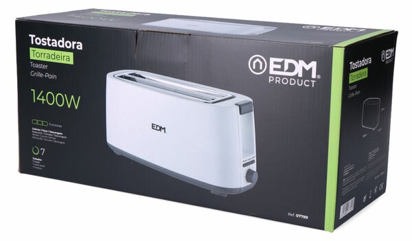 Тостер EDM White Design Двоен слот 1400 W