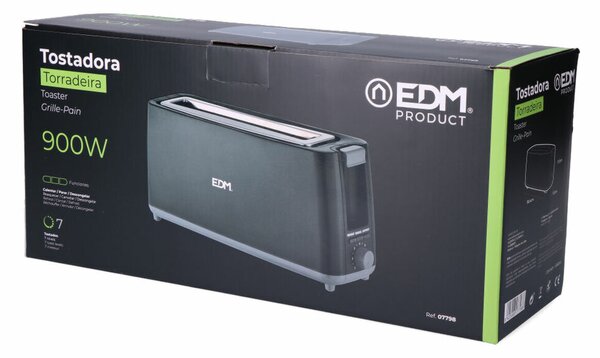 Тостер EDM Black Design Дълга 900 W