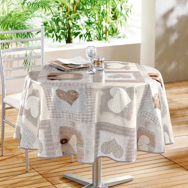 Измиваема покривка за маса от PVC ø 160 cm Cosy Coeur – douceur d'intérieur