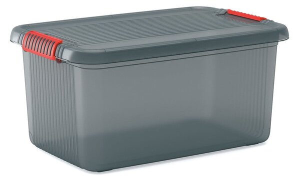 Сива пластмасова кутия за съхранение с капак 59x39x28 cm K Latch Box – KIS