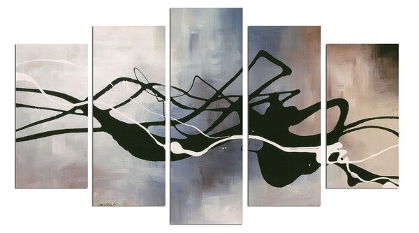 Картина от няколко части Черни линии, 110 x 60 cm - Wallity