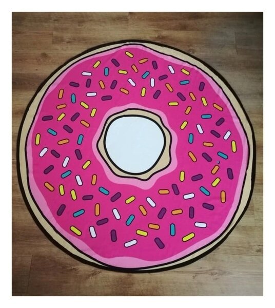 Розова детска плажна кърпа ø 150 cm Donut – JAHU collections