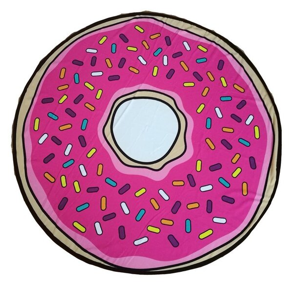Розова детска плажна кърпа ø 150 cm Donut – JAHU collections