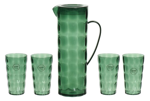 Glasses and pitcher set EDM 827051 Рециклирана пластмаса Зелен 5 Части