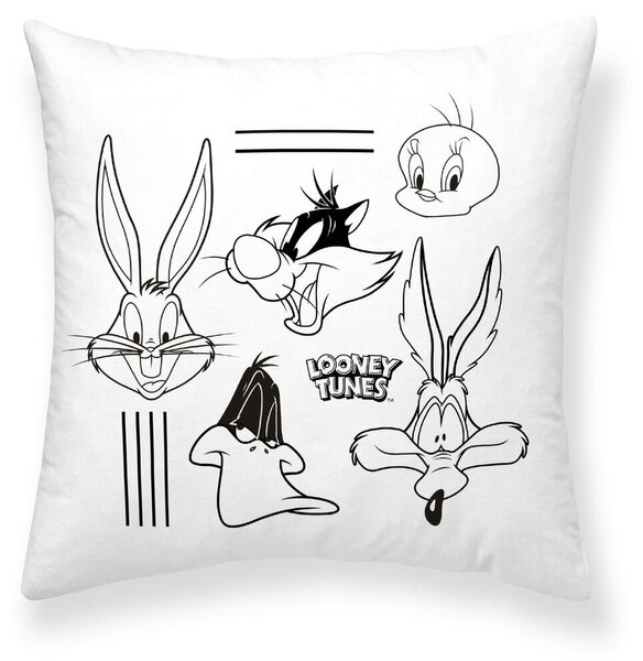 Калъфка за възглавница Looney Tunes Looney B&w B Бял 45 x 45 cm