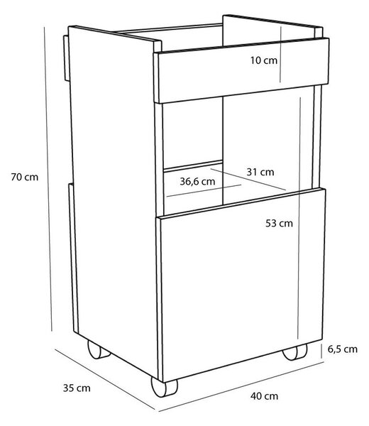 Маса за сервиране на колелца от декор от дъб 35x40 cm Forma – Hübsch