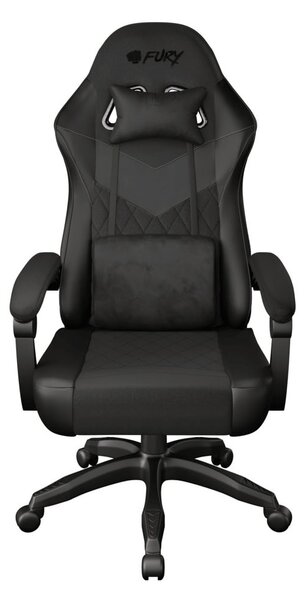 Геймърски стол Fury Shinai S2, до 120kg., еко кожа, газов амортисьор Class 3, възглавничка с мемори пяна, черен
