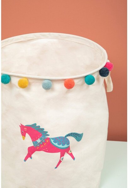 Бяла текстилна детска кошница за играчки ø 38x48 cm Mimo Eclectic Horse – Premier Housewares