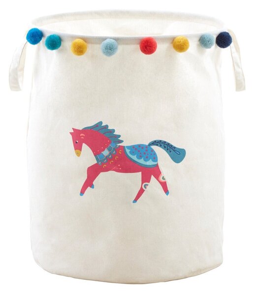 Бяла текстилна детска кошница за играчки ø 38x48 cm Mimo Eclectic Horse – Premier Housewares