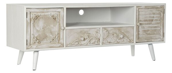 ТВ шкаф DKD Home Decor 136 x 40,5 x 52 cm Ела Бежов Бял Дървен MDF