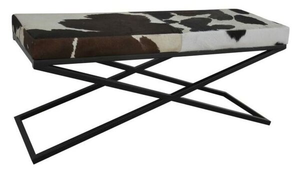 Foot-of-bed Bench DKD Home Decor Черен Бежов Метал Кафяв Кожа Бял Колониален (120 x 40 x 50 cm)