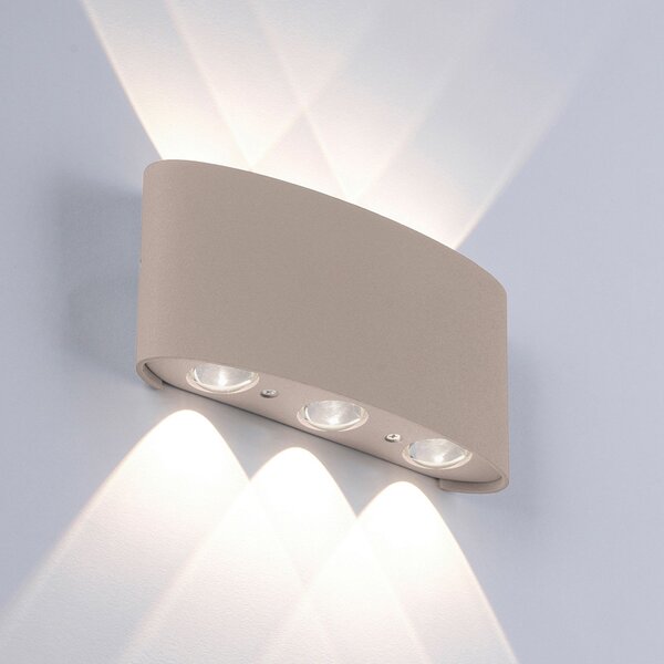Paul Neuhaus LED лампа за външна стена Carlo, 17 cm, пясъчен цвят, Бежов, Алуминий, Модерен