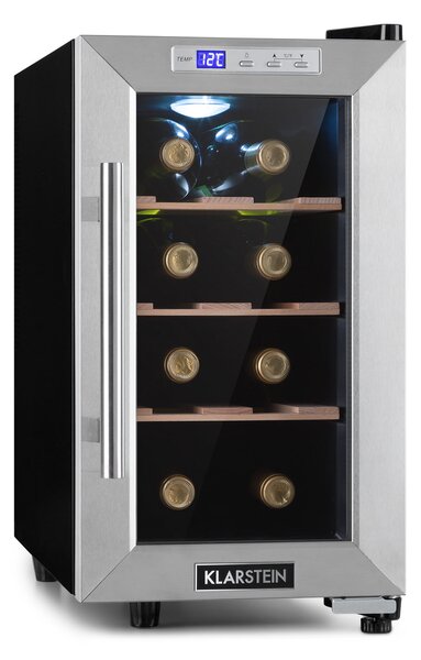 Klarstein Reserva 8 Uno, охладител за вино, 23 литра, 8 бутилки, 11 - 18 ° C, 26 dB, неръждаема стомана
